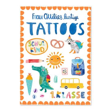Frau Ottilie TATTOOS "Schulkind" Crocodile & Monkey