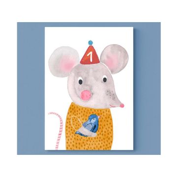 Frau Ottilie Postkarte 1. Geburtstag MAUS