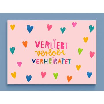 Frau Ottilie Postcard VERLIEBT, VERLOBT, VERHEIRATET bunt
