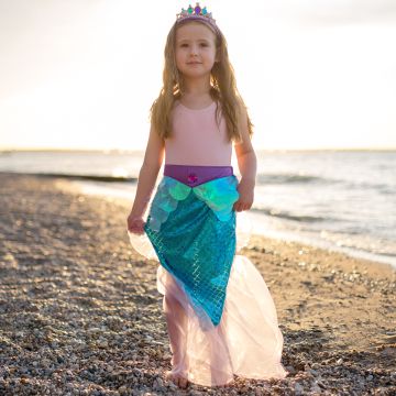 Great Pretenders Kostüm MEERJUNGFRAU Rock & Tiara Glitzer lila (5-6 Jahre)