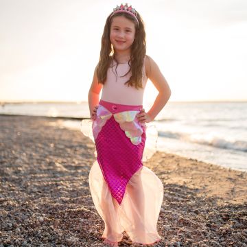 Great Pretenders Kostüm MEERJUNGFRAU Rock & Tiara Glitzer rosa (5-6 Jahre)
