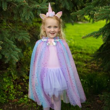 Great Pretenders Costume UNICORN CAPE with Headband pastel (4-6 years)