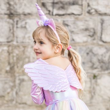 Great Pretenders EINHORN KOSTÜM mit Haarreif & Flügeln (5-6 Jahre)