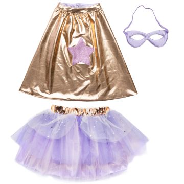 Great Pretenders SUPERHELD*INNEN KOSTÜM Tutu mit Umhang & Maske metallic rose gold/lila (4-6 Jahre)