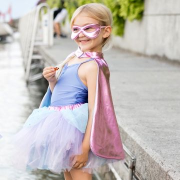 Great Pretenders SUPERHELD*INNEN KOSTÜM Tutu mit Umhang & Maske metallic pink/hellblau (4-6 Jahre)