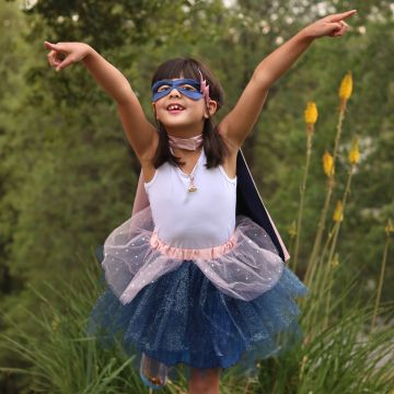 Great Pretenders SUPERHELD*INNEN KOSTÜM Tutu mit Umhang & Maske pink/blau (4-6 Jahre)