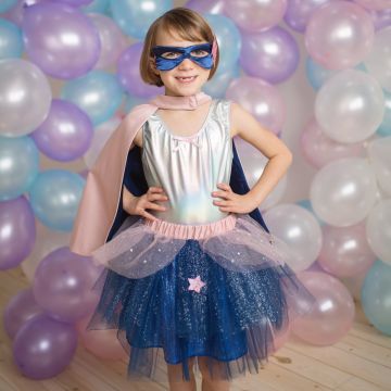 Great Pretenders SUPERHELD*INNEN KOSTÜM Tutu mit Umhang & Maske pink/blau (7-8 Jahre)