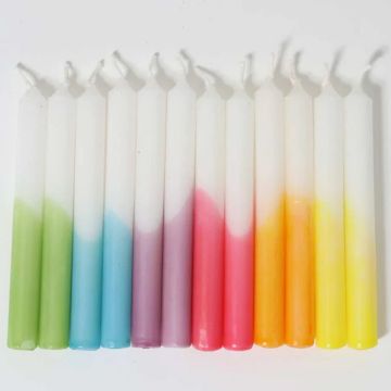 GRIMM'S CANDLES for Birthday Rings Dip-Dye RAINBOW (12 Pieces)
