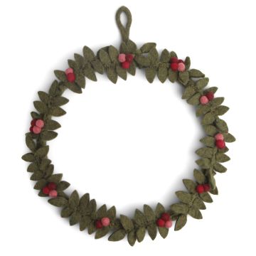 Gry & Sif Großer Filz KRANZ mit BEEREN rot (Ø29cm)