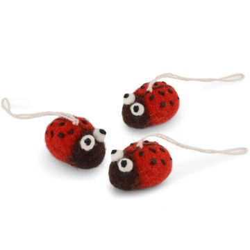 Gry & Sif 3 Filz Anhänger MARIENKÄFER (2x3cm)