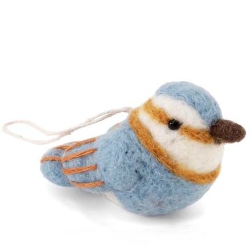 Gry & Sif Filz Anhänger VOGEL Erlenzeisig blau