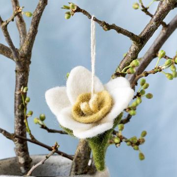 Gry & Sif Felt Ornament Flower DAFFODIL White (6cm)