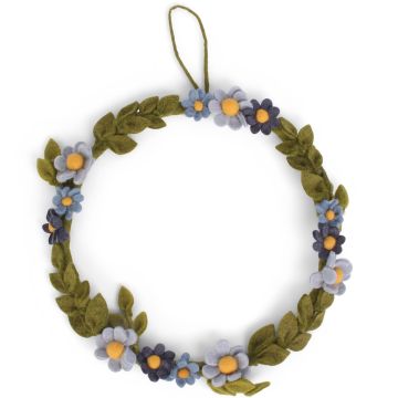 Gry & Sif Felt Flower Wreath ANEMONE Blue (Ø28cm)