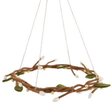 Gry & Sif Filz HÄNGEKRANZ mit Beeren Light Yellow (Ø35cm)