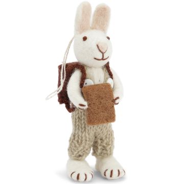 Gry & Sif Filz Oster Anhänger HASE mit Latzhose & Buch Beige