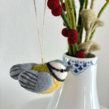 Gry & Sif Filz Hängedeko VOGEL Yellow/Blue