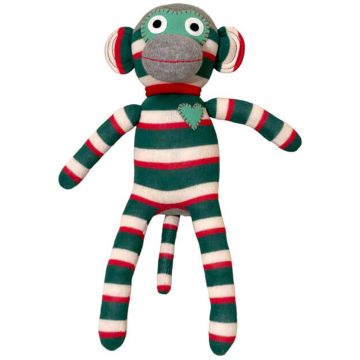 Hickups Sock Monkey green, red & white