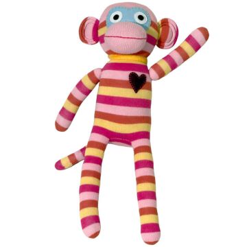Hickups Sock Monkey pink, yellow & orange