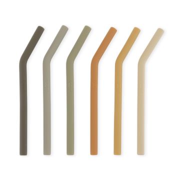 Konges Slojd 6 Mini Silicone STRAWS stone mix