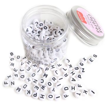 La Petite Épicerie Mini PERLEN SET "Buchstaben" Schwarz-Weiß