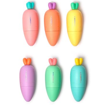 Legami Mini HIGHLIGHTER Set Carrot "Carrate Team" Pastel (6 Pcs)