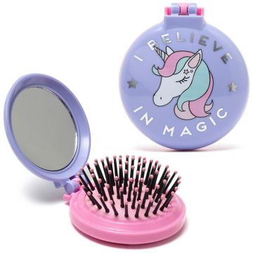 Legami HAIRBRUSH with Mirror UNICORN Purple