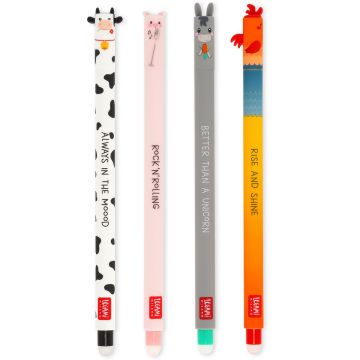 Legami 4 Erasable GEL PENS Set "Farm Sweet Farm"
