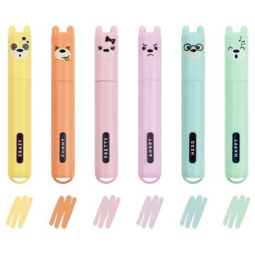Legami 6 Mini Pastel HIGHLIGHTER Set Bears "Teddy's Style"