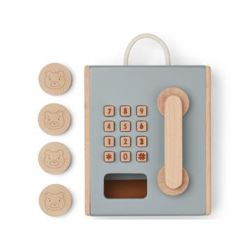 LIEWOOD Holz Münztelefon RUFUS blue fog multi mix