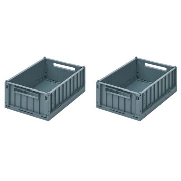 LIEWOOD 2-Pack Storage Box WESTON whale blue S