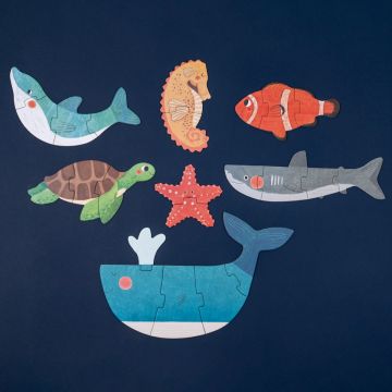 Londji 7 Reversable PUZZLE SET Blue Sea Creatures (2+3+4+5 pieces)