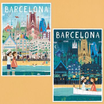 Londji WENDEPUZZLE Barcelona Tag & Nacht "Skyline" (100 Teile)