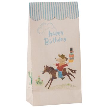 Maileg 12 Mini GESCHENKTÜTEN "Happy Birthday" Cowboy (23,5x10cm)