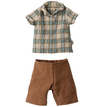 Maileg PUPPENKLEIDUNG für HASE Hemd & Shorts Braun (Größe 3)