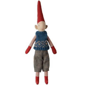Maileg PIXY PUPPE Junge mit Strickweste Blau (Größe 1)