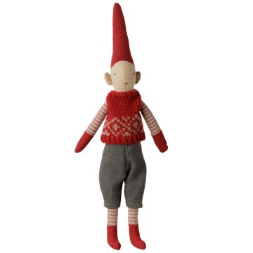 Maileg PIXY PUPPE Junge mit Strickweste Rot (Größe 1)