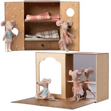 Maileg Little BROTHER & SISTER MOUSE in the Ballet Studio/Children's Room
