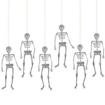Meri Meri HANGING HALLOWEEN DECORATIONS 6 Glitter Skeletons