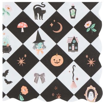 Meri Meri Large PAPER NAPKINS for Halloween "Patchwork" (16 Pcs)