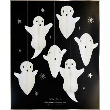 Meri Meri HANGING HALLOWEEN DECORATIONS 6 Ghosts