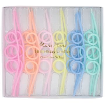 Meri Meri 16 KUCHENKERZEN Loopy Pastell
