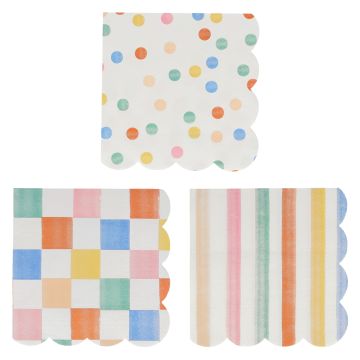 Meri Meri 16 Kleine Servietten COLORFUL PATTERN