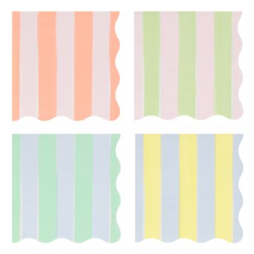 Meri Meri 16 Kleine Servietten STREIFEN Pastell