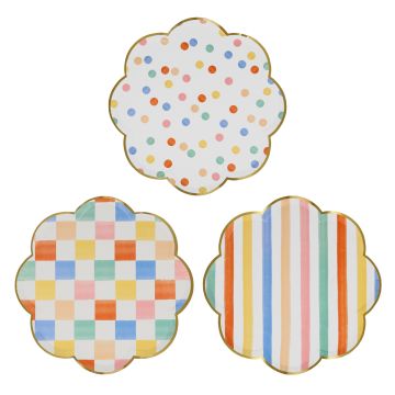 Meri Meri 8 Kleine Pappteller COLORFUL PATTERN