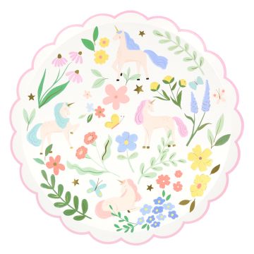 Meri Meri 8 Kleine Pappteller EINHORN Meadow Unicorn