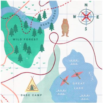 Meri Meri 16 Large Party Napkins CAMPING ADVENTURES