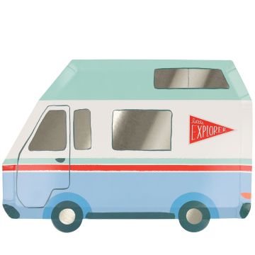 Meri Meri 8 Party Plates CAMPING ADVENTURES Camper Van