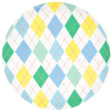 Meri Meri 8 Pappteller GOLF Argyle