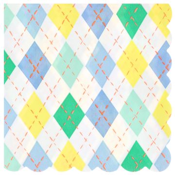 Meri Meri 16 Große Servietten GOLF Argyle