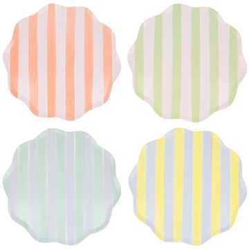 Meri Meri 8 Große Pappteller STREIFEN Pastell